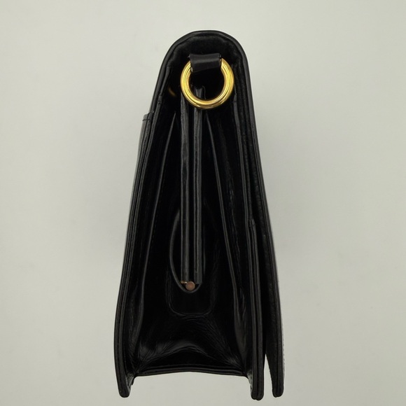 LAUNER LONDON • Small Black Flap Bag • Royal Warrant H.M. QUEEN Made in ENGLAND - Picture 4 of 16